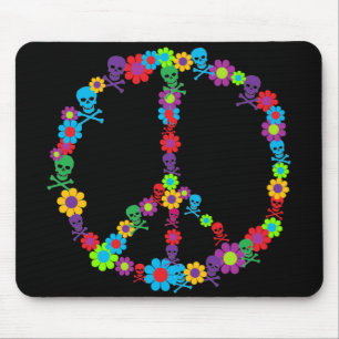 Flower Power Skully Frieden Mousepad