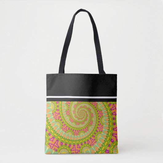 Flower Power Spirale SONNIG Tasche (Vorderseite)