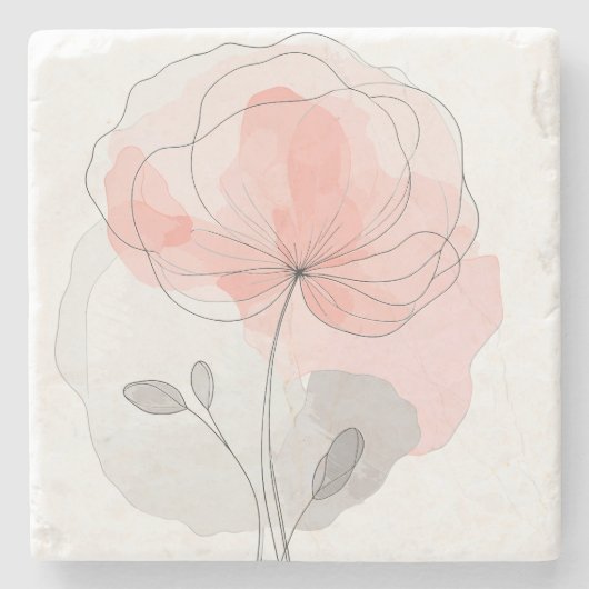 Flower Power Untersetzter Marmor Steinuntersetzer (Vorderseite)