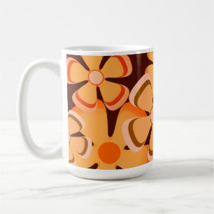 Flower Power - Vintage 70er Retro Orange Und Braun Kaffeetasse