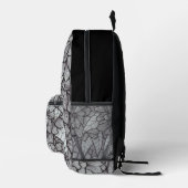 Flower Print Backpack With White Gray Black Art Bedruckter Rucksack (Rechts)