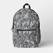 Flower Print Backpack With White Gray Black Art Bedruckter Rucksack (Vorderseite)