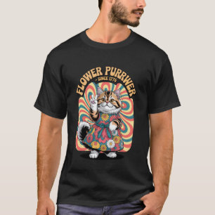 Flower Purrwer Retro-Katze 1776 Friedenszeichen, U T-Shirt