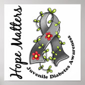 Flower Ribbon 4 Hope Matters Juvenile Diabetes Poster (Vorne)