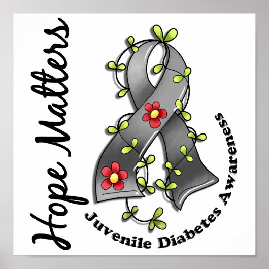 Flower Ribbon 4 Hope Matters Juvenile Diabetes Poster (Vorne)