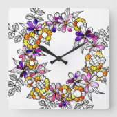 Flower Ring Quadratische Wanduhr (Vorderseite)