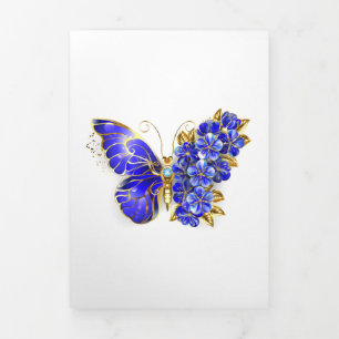 Flower Sapphire Butterfly Dreifach Gefaltete Urlaubskarte
