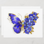 Flower Sapphire Butterfly Einladung (Vorne/Hinten)