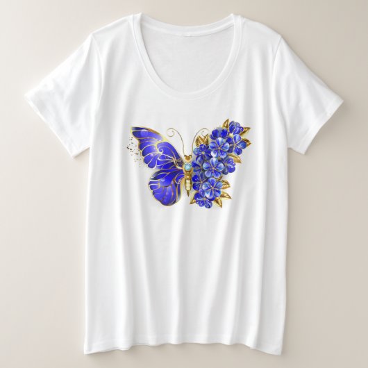 Flower Sapphire Butterfly Große Größe T-Shirt (Design vorne)