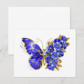 Flower Sapphire Butterfly Mitteilungskarte (Vorne/Hinten)