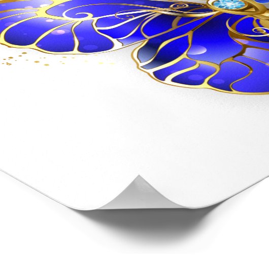 Flower Sapphire Butterfly Poster (Ecke)