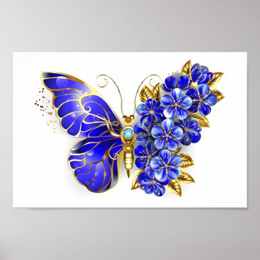 Flower Sapphire Butterfly Poster (Vorne)