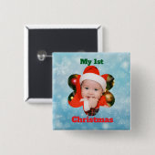 Flower Shape My 1st Christmas Photo Button (Vorne & Hinten)