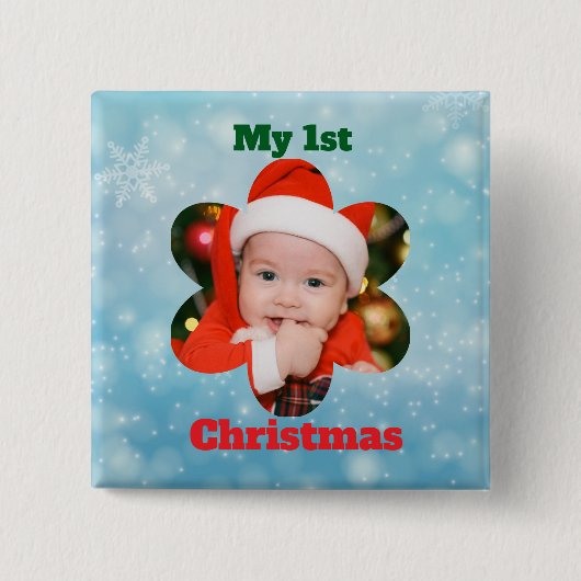 Flower Shape My 1st Christmas Photo Button (Vorderseite)