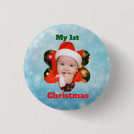 Flower Shape My 1st Christmas Photo Button
