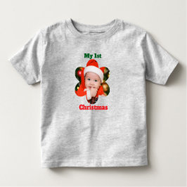 Flower Shape My 1st Christmas Photo Kleinkind T-shirt