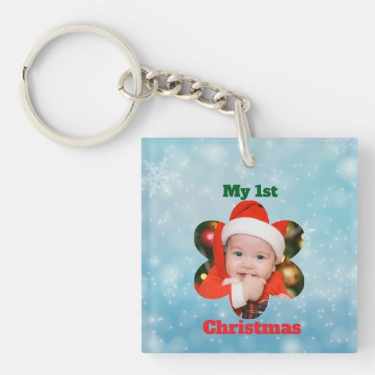 Flower Shape My 1st Christmas Photo Schlüsselanhänger (Vorderseite)