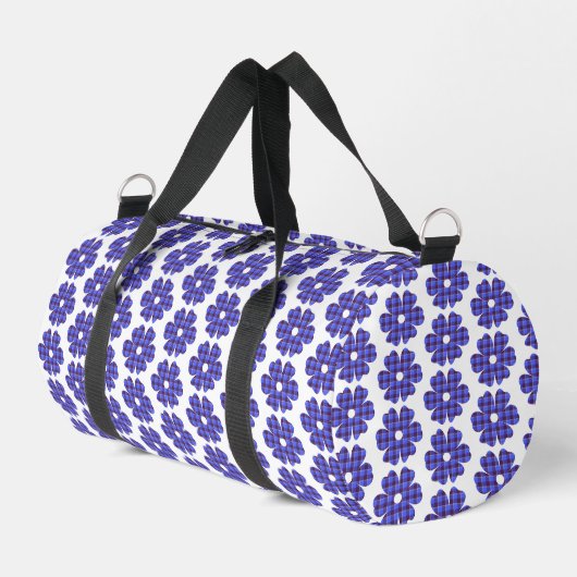 Flower Shape Plaid Blue Cornflower Duffle Bag (Linke Seite)