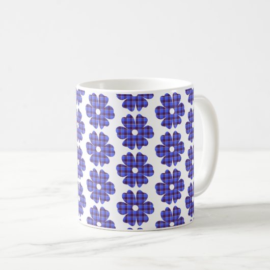 Flower Shape Plaid Blue Cornflower Kaffeetasse (VorderseiteRechts)