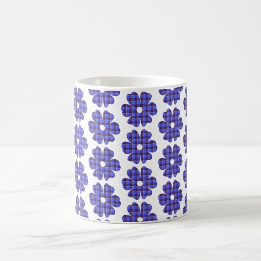 Flower Shape Plaid Blue Cornflower Kaffeetasse (Mittel)