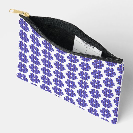 Flower Shape Plaid Blue Cornflower Zubehörtasche (Offen)