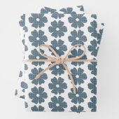 Flower Shape Plaid Blue Gray Geschenkpapier Set (Beispiel)