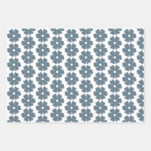 Flower Shape Plaid Blue Gray Geschenkpapier Set (Vorderseite)