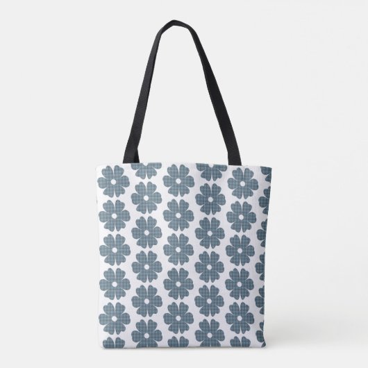 Flower Shape Plaid Blue Gray Tasche (Rückseite)