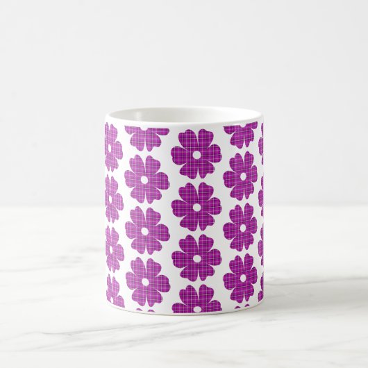 Flower Shape Plaid Pink Purple Kaffeetasse (Mittel)