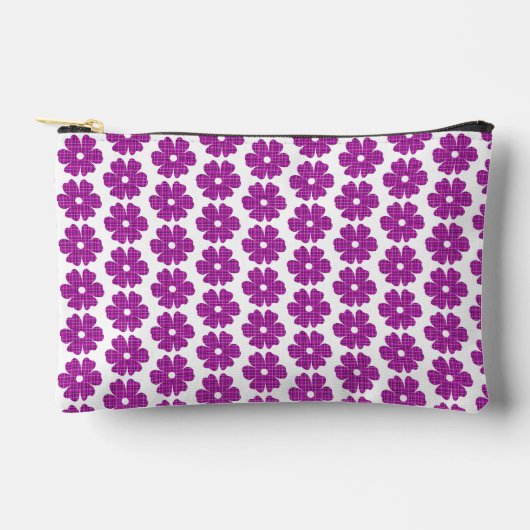 Flower Shape Plaid Pink Purple Zubehörtasche (Vorderseite)