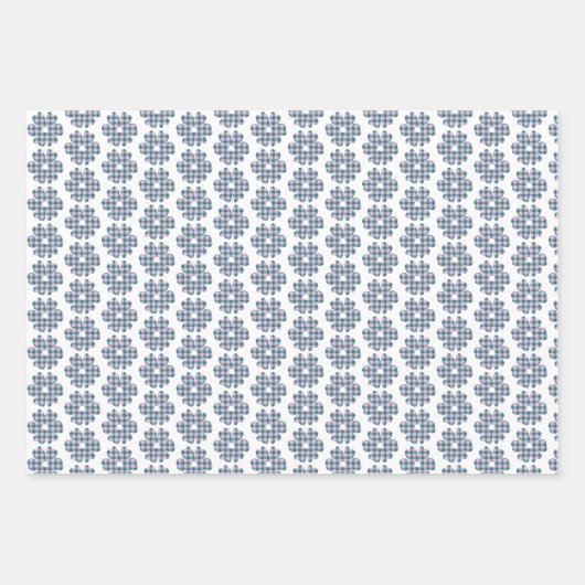 Flower Shape Plaid Pink Teal Geschenkpapier Set (Vorderseite)