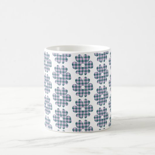 Flower Shape Plaid Pink Teal Kaffeetasse (Mittel)