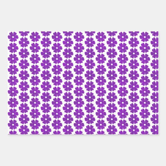 Flower Shape Plaid Purple Pink Geschenkpapier Set (Vorderseite 3)