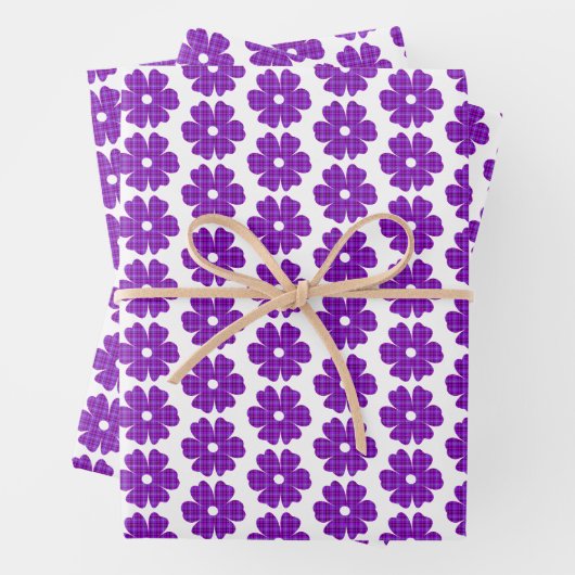 Flower Shape Plaid Purple Pink Geschenkpapier Set (Beispiel)
