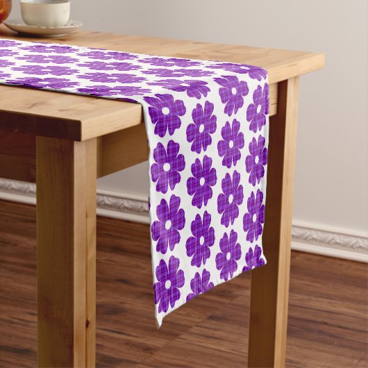 Flower Shape Plaid Purple Pink Table Runner Kurzer Tischläufer (Beispiel)