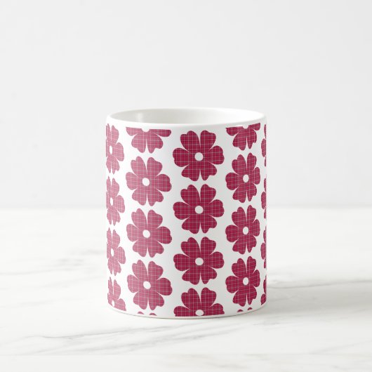 Flower Shape Plaid Red Pink Kaffeetasse (Mittel)