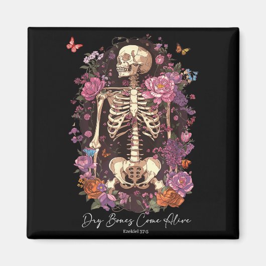 Flower Skeleton Dry Bones Come Alive, Retro Enchan Magnet (Vorne)