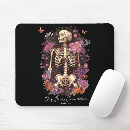Flower Skeleton Dry Bones Come Alive, Retro Enchan Mousepad (Mit Mouse)