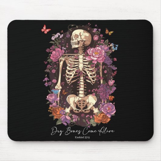 Flower Skeleton Dry Bones Come Alive, Retro Enchan Mousepad (Vorne)