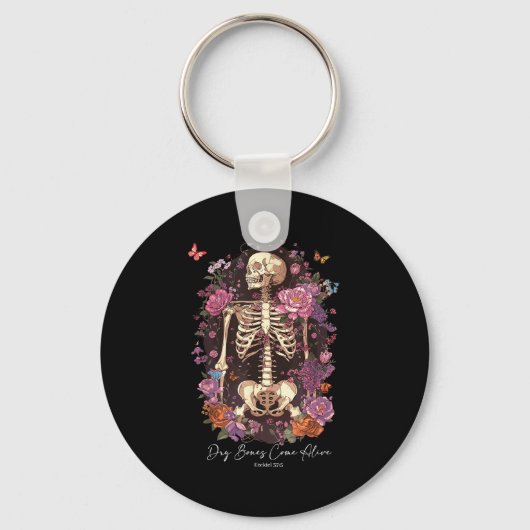 Flower Skeleton Dry Bones Come Alive, Retro Enchan Schlüsselanhänger (Vorderseite)