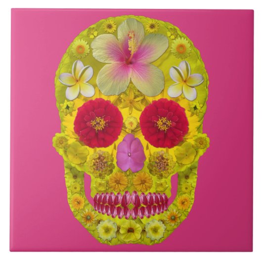 Flower Skull 8 Fliese (Vorderseite)