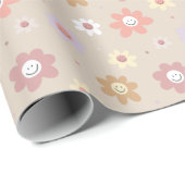 Flower Smiley Wrapping Paper Geschenkpapier (Rolleneckpunkt)