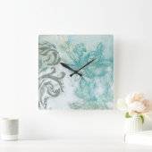 Flower Spray II Quadratische Wanduhr (Zuhause)