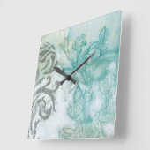 Flower Spray II Quadratische Wanduhr (Winkel)