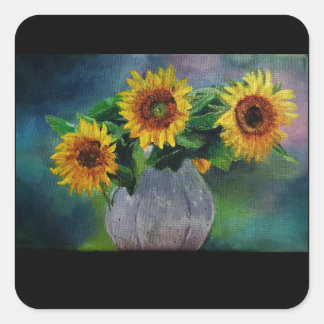 flower sticker/label quadratischer aufkleber