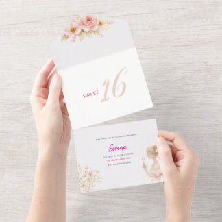 Flower Traumhafte Weiche Sweet 16 Geburtstagseinla All In One Einladung