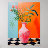 Flower Vase Art Print, Abstract Still Life Oil Pai Poster (Vorne)