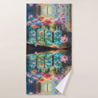 Flower vases filled with stunning, vibrant blooms, badehandtuch