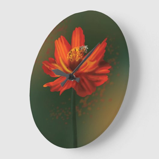 Flower with bee große wanduhr (Winkel)