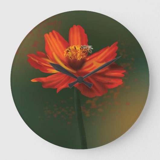 Flower with bee große wanduhr (Vorderseite)